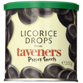 Taveners Licorice Drops, 200g 7.05 Ounce Tin