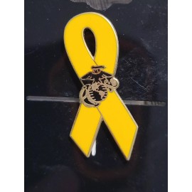 United States Marine Corps Yellow Ribbon Eagle, Globe, and Anchor Lapel Pin