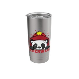 Panda with Fire Department Helmet Stainless Steel Insulated Tumbler