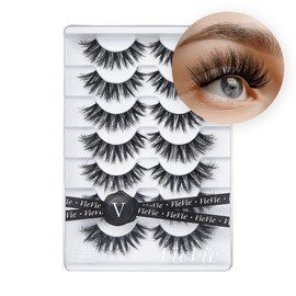 VieVie False Lashes Strip Fake Eyelashes Natural to Dramatic Look Faux Mink Eye Lash Lightweight Wispies 7 Pairs