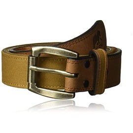 Berne Workwear Men's Leather Belt with Canvas Insert, brown, 40