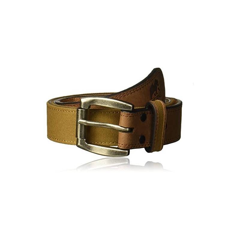 Berne Workwear Men's Leather Belt with Canvas Insert, brown, 40