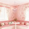 Plug in Chandeliers, 4-Light Pink Small Acrylic Crystal Hanging Ceiling