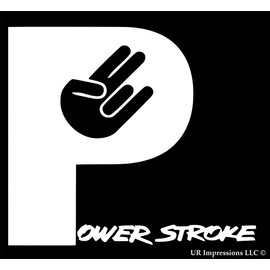 UR Impressions Powerstroke Shocker Hand Decal Vinyl Sticker Graphics for Cars Trucks SUV Vans Walls Windows Laptop|White|5.5 X 5 Inch|URI189