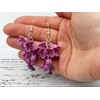 Purple lilac flower earrings, floral drop earrings, polymer clay jewelry,