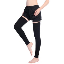 Milya Women's Long Winter Cashmere Leg Warmers Overknee Knitted Stockings Legwarmers Leg Warmers Knee Socks, black