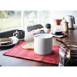 Carita Kalita Wave Filter Case with Wooden Lid, Prevents Dust and Odors, White WT Dust Guard for RIN 155 Russia, 185 Russia, #44324, Fashionable, Camping, Outdoors, Coffee House, Antique, Wedding,