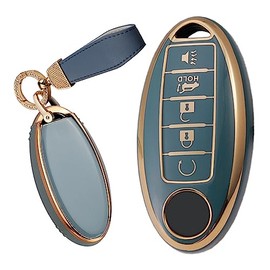 TECART Key Case Cover Fit for Nissan Altima Maxima Soft TPU Key Fob Keyshell Keychain Accessories Protector 5 Button Grey
