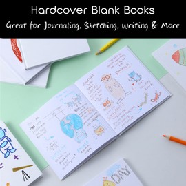 Blank Hardcover Books for Kids to Write Stories, 5x5 inch 36 Pages Hardcover Blank Books Bulk, Blank Unlined Page Make Your Own Book for Father's Day, DIY, Guestbook,Classroom (White,12 Pack)