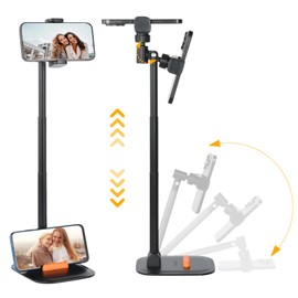 aceyoon Smartphone Stand, 2 Stands, 3 Levels, 6.9 - 16.7 inches (17.5 - 42.5 cm), Height Adjustable, Tabletop, Foldable, Rotatable Smartphone Holder, For 2 Devices
