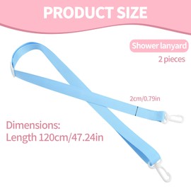 2pcs Drain Lanyard for Shower After Mastectomy or Tummy Tuck, Adjustable Neck Rope Post Breast Surgery Shower Strap for Drain Holder Post-Mastectomy Drainage Must Haves Recovery Accessory (Light Blue)