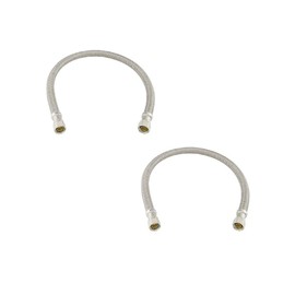 EZ-Fluid Plumbing 20" x 3/8" Female Compression To 3/8 Inch Female Comp. Stainless Steel Braided Faucet Connector Line Extension,Faucet Extension Supply Hose Connector Lines,Fits 3/8"Comp Male(2Packs)