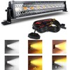 SLARY 22 Inch 120W LED Light Bar White/Amber Flasing Strobe