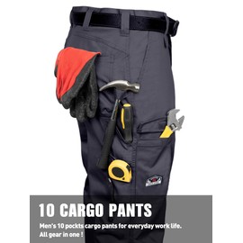 VANDISI FR Pants for Men 7.5oz Flame Resistant Pants (2112& CAT2) 100% Cotton FRC Cargo Pants with 10-PocketsDark Grey(32W-32L)