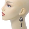 Floral Freshwater Pearl, Tassel Drop Earrings In Aged Silver Tone