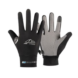 MANJIAMEI Men's Summer Gloves, Thin Gloves, UV Protection, Cooling Sensation, Smartphone Compatible, Sunscreen, UV Protection, Anti-Slip, Breathable, Quick Drying, Lost Prevention, Tied, Bicycle