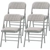 Unbranded Fabric White Steel Frame Padded Folding Chair(4 PACK)