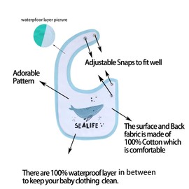 Maiwamita 6 Pack Waterproof Cotton Baby Bibs for Girls and Boys Drooling Food Popper, Multi6