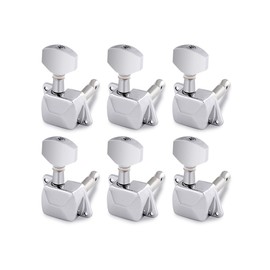 Rubatone Guitar String Tuning Pegs Semiclosed Machine Heads Tuners Tuning Keys 6 in Line for Right Handed Electric Guitar or Acoustic Guitar Chrome.