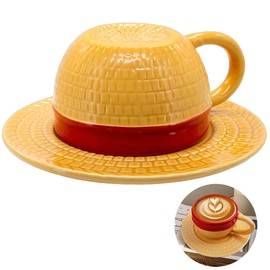 Tazas de Café Anime Una Pieza, Taza Té Cerámica Una Pieza de Luffy, Taza Café de Cerámica una pieza para Amantes del Anime, Cumpleaños, Aniversario y Adorno (Amarillo)