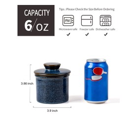 XELA Ceramic Butter Crock, The Original Reactive Glaze, Butter Dish With Water Line for Spreadable Fresh Butter - Kiln Turns Blue