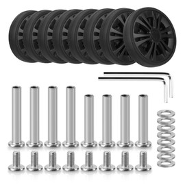 Domiella 8 PCs 2.17in / 55mm Luggage Wheels Replacement, Smooth Swivel Caster Wheels, Wear-Resistant Rubber Suitcase Trolley Wheels Repair Kit, A38