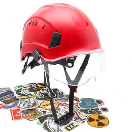 AOLAMEGS Hard Hats Construction OSHA Approved - ANSI Z89.1 Red Safety Hardhats, High Impact ABS Hardhat, Adjustable Vented Construction Worker Hat with Clear Visor, Cascos de Construccion