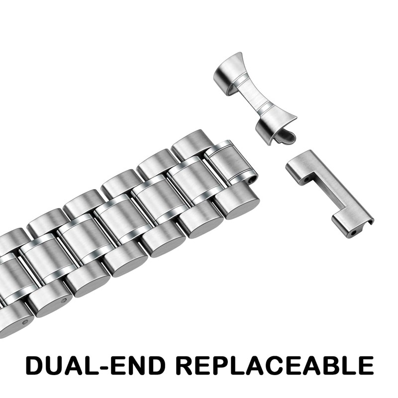 Hstrap 20mm Brushed Watch Band, Curved End Straight End Metal
