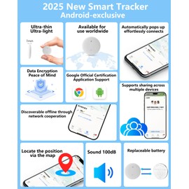Android Tracker 2 Pack, Smart Tracker(2025), Works with Google's Find Hub/Find My Device (Android Only) App, Tracker Tag Locator for Keys, Luggage, Satchel, Backpack etc (Not for Apple Devices) white