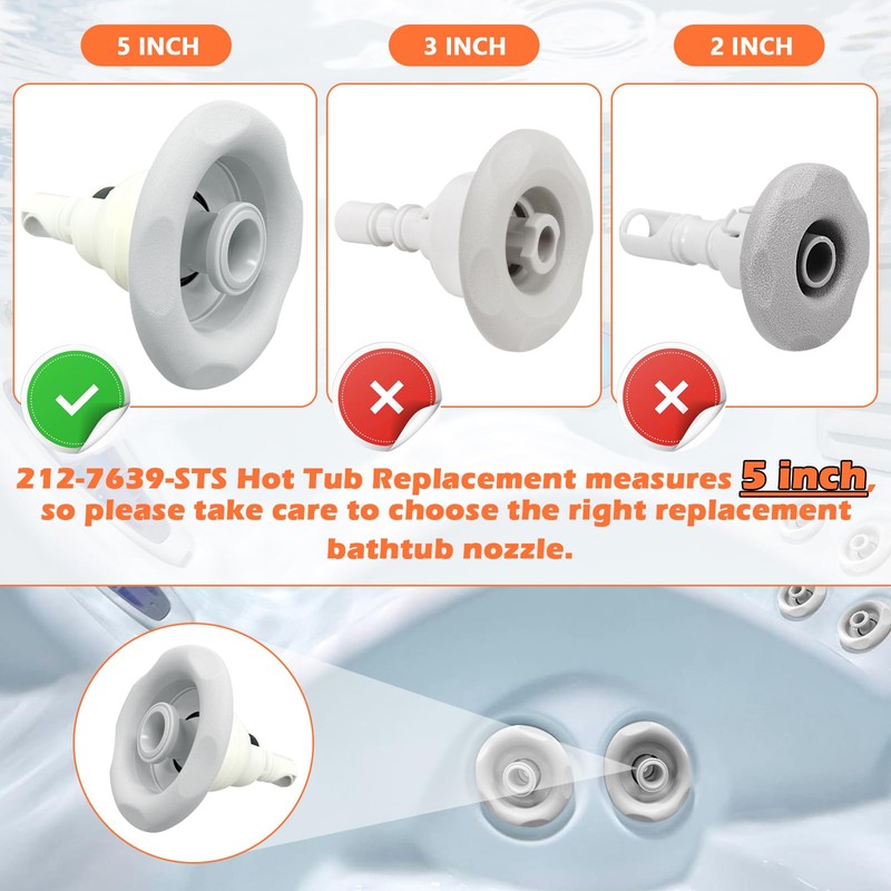 ulapithi 212-7639-STS Bathtub Hot Tub Jets Replacements 5" Spa Hot