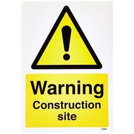 Caledonia Signs 58361 Warning Construction Site Sign, A4 SAV