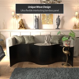 Red Lantern 2 ft. Short Bamboo Wave Screen - Black