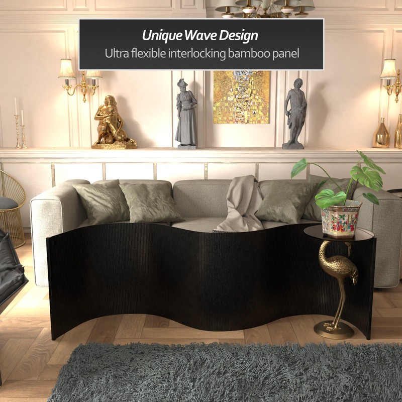 Red Lantern 2 ft. Short Bamboo Wave Screen - Black