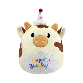 COSORO 20cm Happy Birthday Brown Unicorn Cow Soft Plush Toy,8" Cute Birthday Squishy Cow Birthday Plush Pillow Toy,Stuffed Animal Cow Plushies Toys Gift for Kids Girls Boys Birthday Cuddly Toy