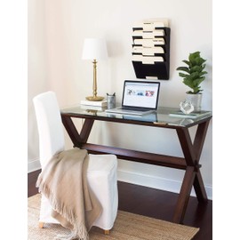 Wallniture Lisbon 15-Tier Wall Mounted File Holder and Desk Organizer, Metal Black Office Organization and Storage Rack