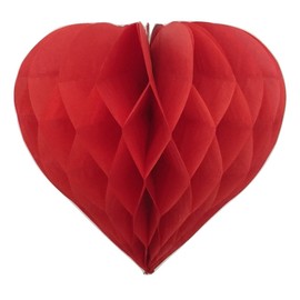 Pack of 3 Valentines Decoration Heart Shaped Paper Honeycomb Birthday Party Wedding available in 11 colours 3 sizes (All Red, 8"/20cm)