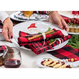 Mud Pie 40700312 Santa Nested PLATTERS, White, 10" Dia | 13" Dia