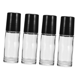 SAFIGLE 4Pcs Portable Roll Bottle Leak Empty Essential Oil Container Black Transparent Small Sample Bottle for Travel Toiletries and Home Use