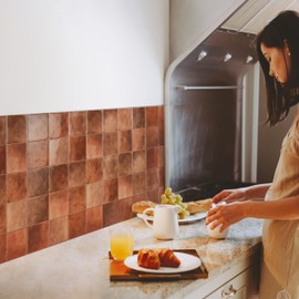 SMART TILES Peel and Stick Backsplash - 5 Sheets of 9" x 9" - 3D Adhesive Peel and Stick Tile Backsplash for Kitchen, Bathroom, Wall Tile, Safi