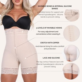 LO NUESTRO Faja Shorts Tummy Control Butt Lift Bbl Shorts Colombian Faja Strapless Faja Short Faja Control de Abdomen Beige