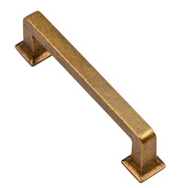 Alzassbg 10 Pack Antique Brass Cabinet Pulls, 3-3/4 Inch(96mm) Hole Centers Cabinet Handles Square Kitchen Hardware for Cabinets AL3046AE