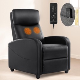 SMUG Recliner Chair for Living Room, Leather Recliners, Home Theater Seating with Lumbar Support with Adjustable Backrest and Footrest, Modern Living Room Furniture with Padded Seat Backrest, Black