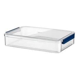 Charmoon Document Storage Case A4 with Lid, Clear, Waterproof, Durable, Stackable Storage and Organization (L, Blue)
