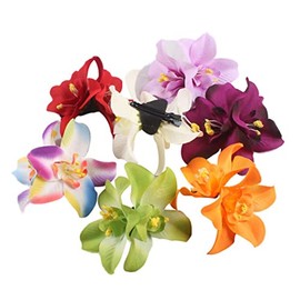 5 Pieces Large Double Chiffon Orchid Flower Hair Clips Multicoloured Butterfly Orchid Alligator Clips Hawaiian Flower Clips Wedding Party Beach Party Bridal Hair Clip Pins Hair Barrette Accessories