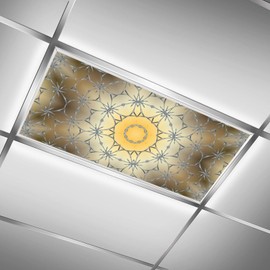 2 Pack Fluorescent Light Covers for Classroom - Stained Glass Magnetic Ceiling Light Cover, Fluorescent Light Filters for School Home Office Drop Ceiling Lamp Decor Light Filters, 4 X 2 Feet