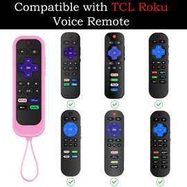 Gavyqier 2Pack Silicone Protective Controller Sleeve for TCL/Hisense Roku TV | Onn Roku | Roku Express 2021 | Roku Streaming Stick+ Remote Case with Lanyards Glow Pink&Glow Green
