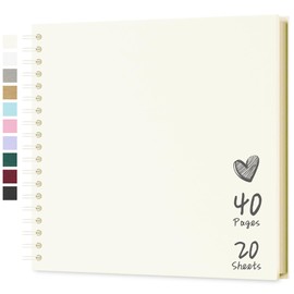 Hiwhy Photo Album Scrapbook 25.5 x 25.5 cm 20 Sheets DIY Scrapbook Hard Kraft Paper Baby Memory Book Family Birthday Wedding Anniversary Scrapbook, Beige