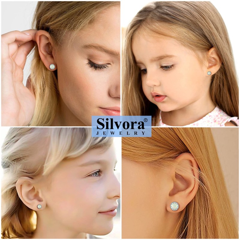 Dainty Stud Earrings for Women Sterling Silver Opad Ear Studs