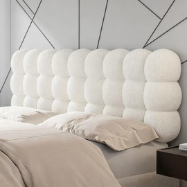 Headboard Pillow Queen Upholstered Bed Wall Mounted Headboard Resting Back Support Bolster Cushion for Sitting in Bed, Snowball Padded Foldable Backrest for Bedroom Living Room, White