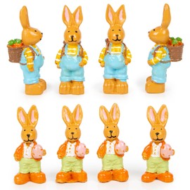 Logbuch-Verlag 8 Mini Easter Bunny Figures Small Colourful Rabbits as Easter Gift Easter Table Decoration 4 cm
